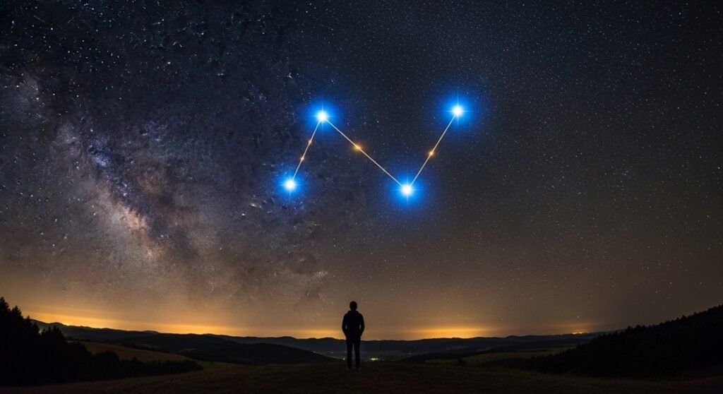 An artistic digital illustration of the mythological twin brothers Castor and Pollux glowing against a cosmic nebula background, representing the Gemini constellation.